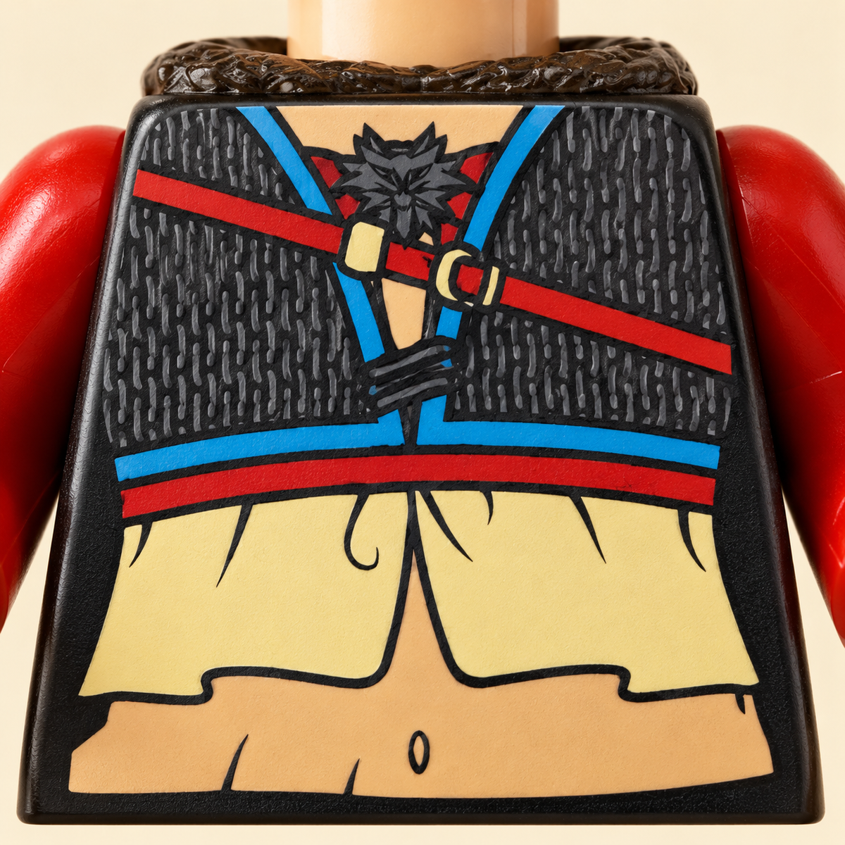 Chainmail-style torso print — White-Haired Swordfighter MOC Minifigure
