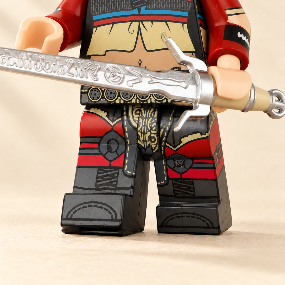 Printed leg armor and boots — White-Haired Swordfighter MOC Minifigure