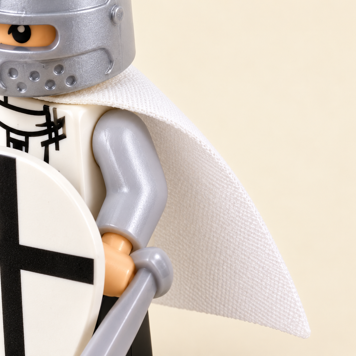 Visible white cape fabric — White Knight Wagon MOC Display Set — 12 Figures
