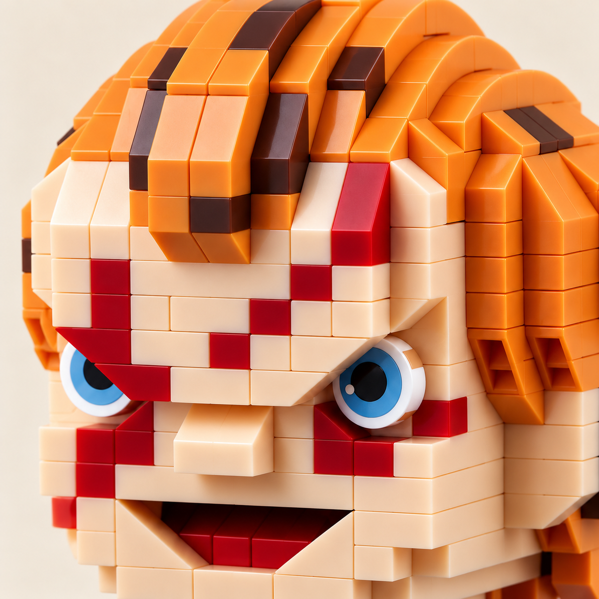 Red facial details — Orange-Haired Halloween MOC Display Model