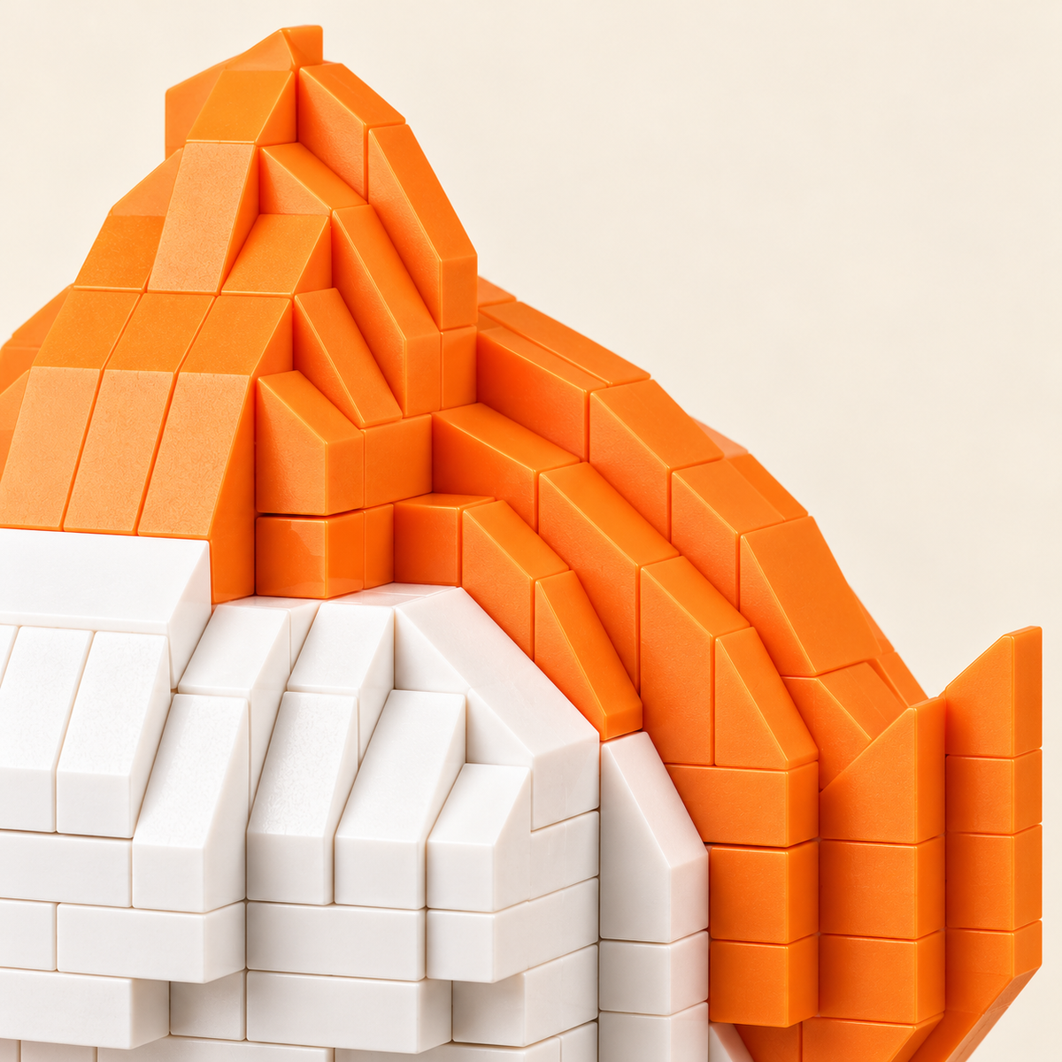 Orange sculpted hair bricks — Halloween Clown MOC Display Model with Red Balloons