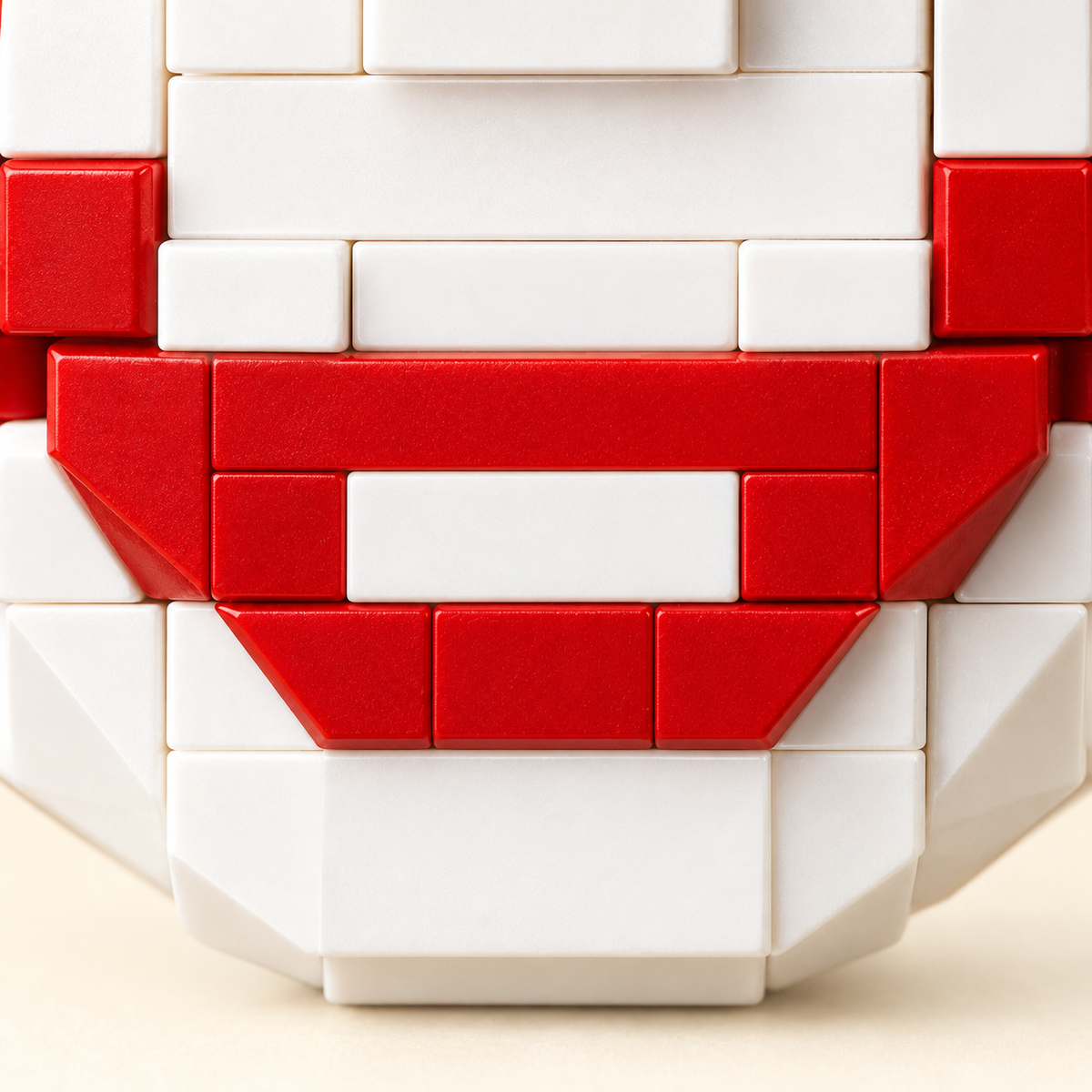 Red brick mouth detail — Halloween Clown MOC Display Model with Red Balloons