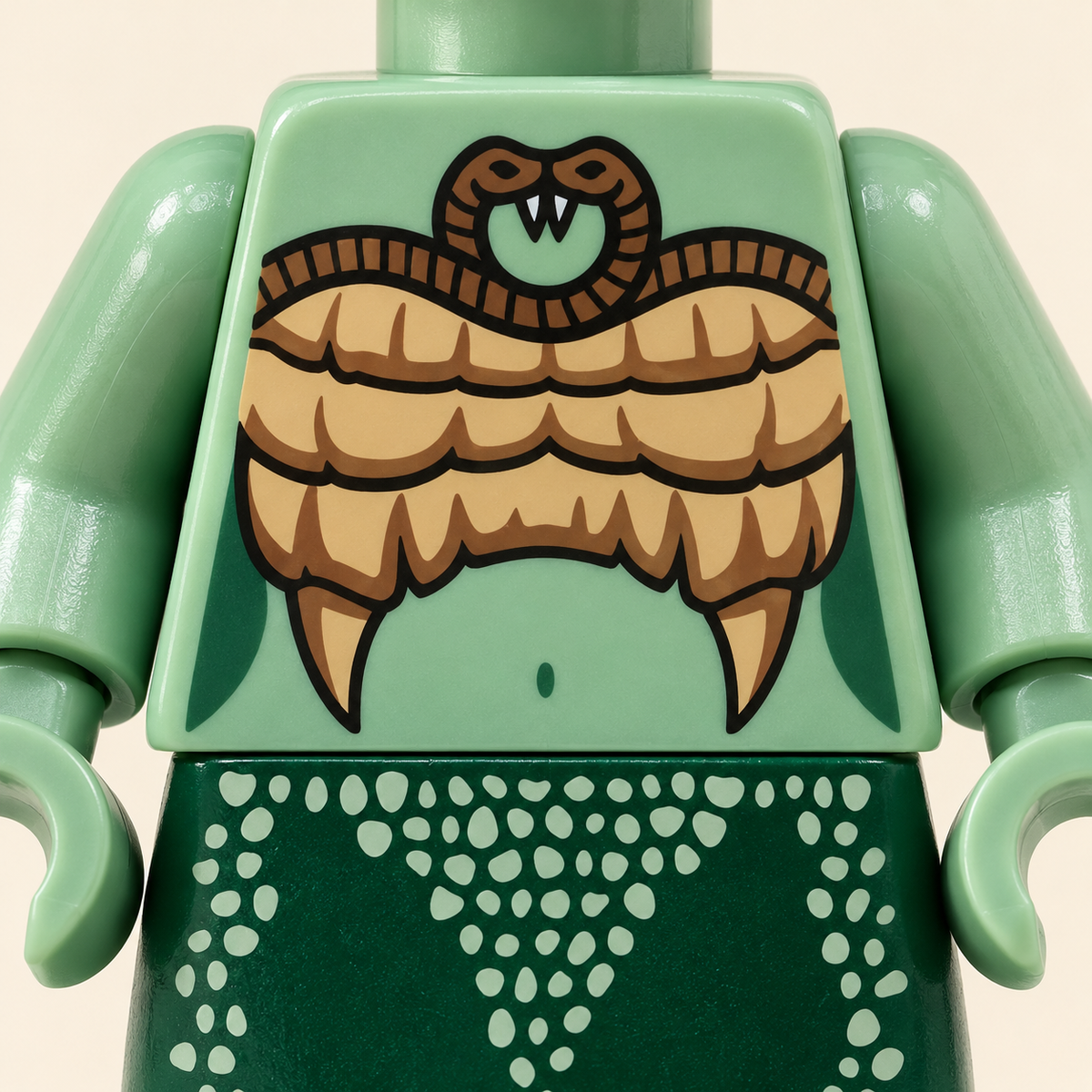 Torso ornament printing — Green Snake-Haired Gorgon MOC Minifigure