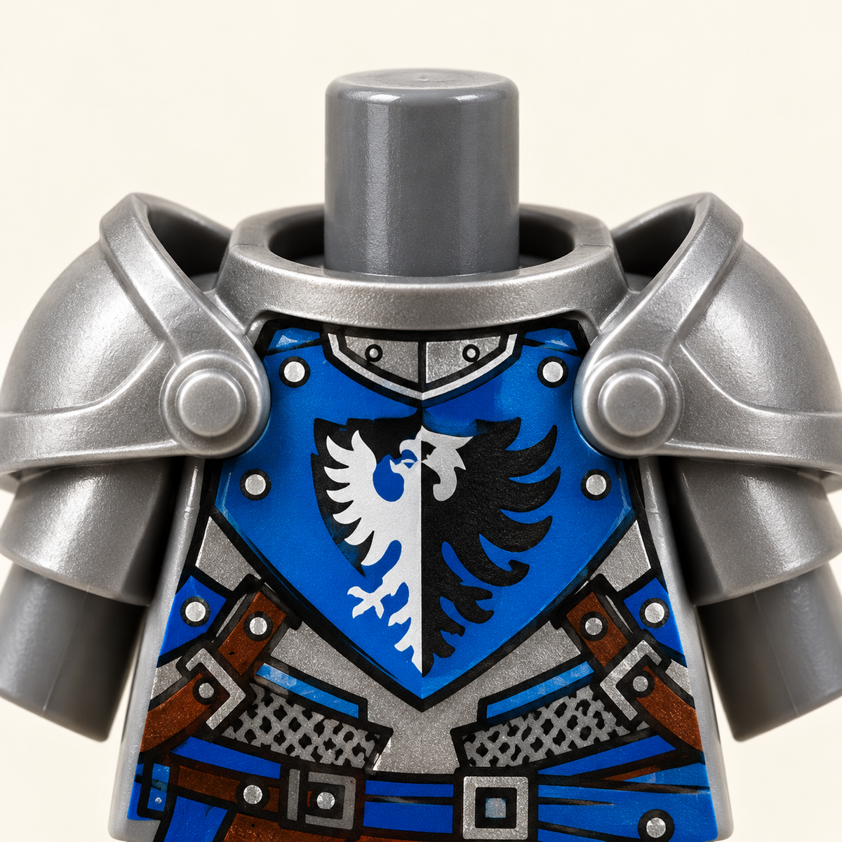 Silver shoulder armor and torso — Knight & Dragon Warrior MOC Minifigure Set — 10 Figures