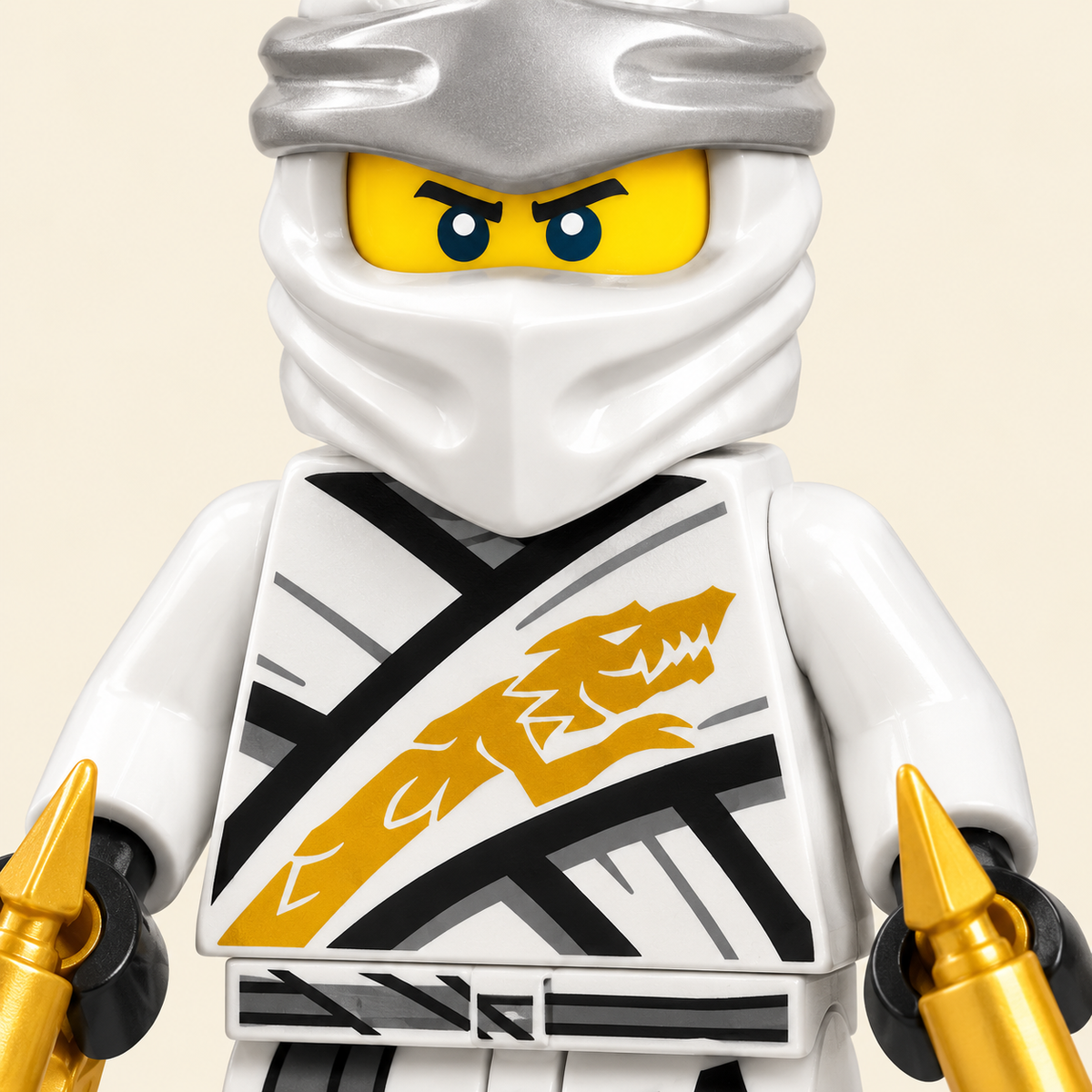 White and silver outfit print — Masked Ninja Warrior MOC Minifigure Set — 6 Figures