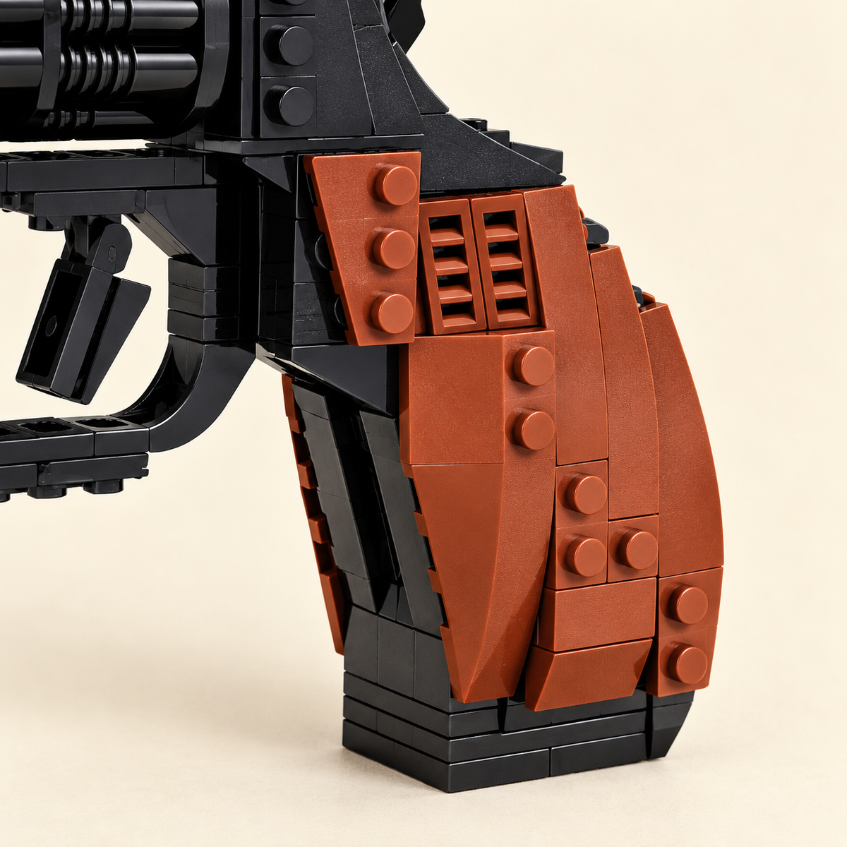 Brown brick-built grip — Brick-Built Revolver Display Model — 300 Pieces