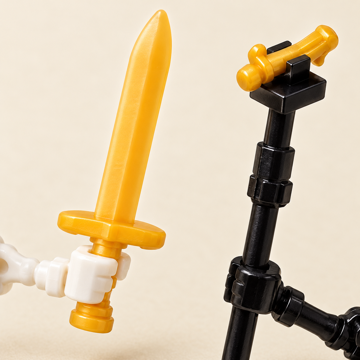 Miniature toy swords and staffs — Skeleton Knight & Bone Horse MOC Set