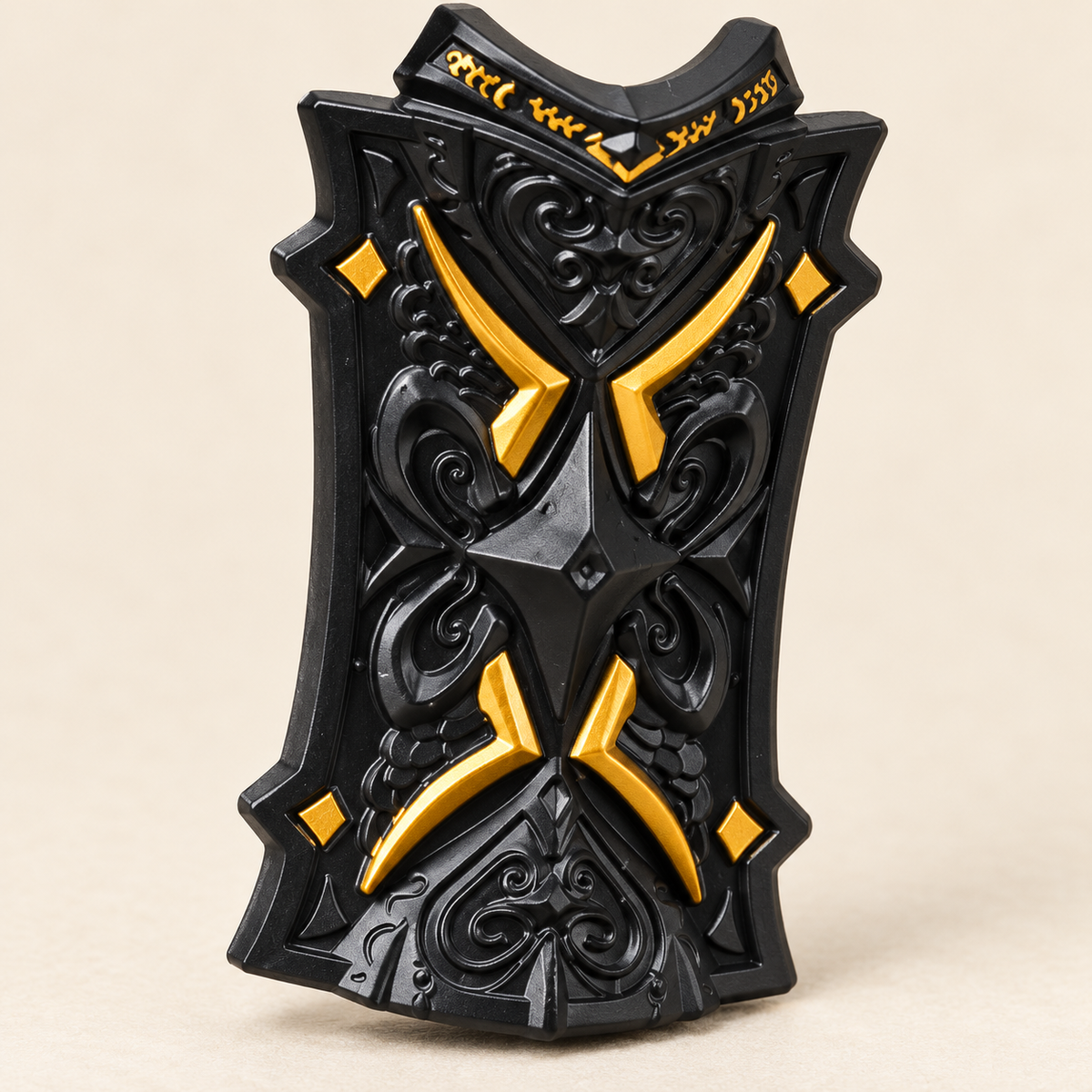 Large decorated shield — Black & Gold Armored Warrior MOC Minifigure