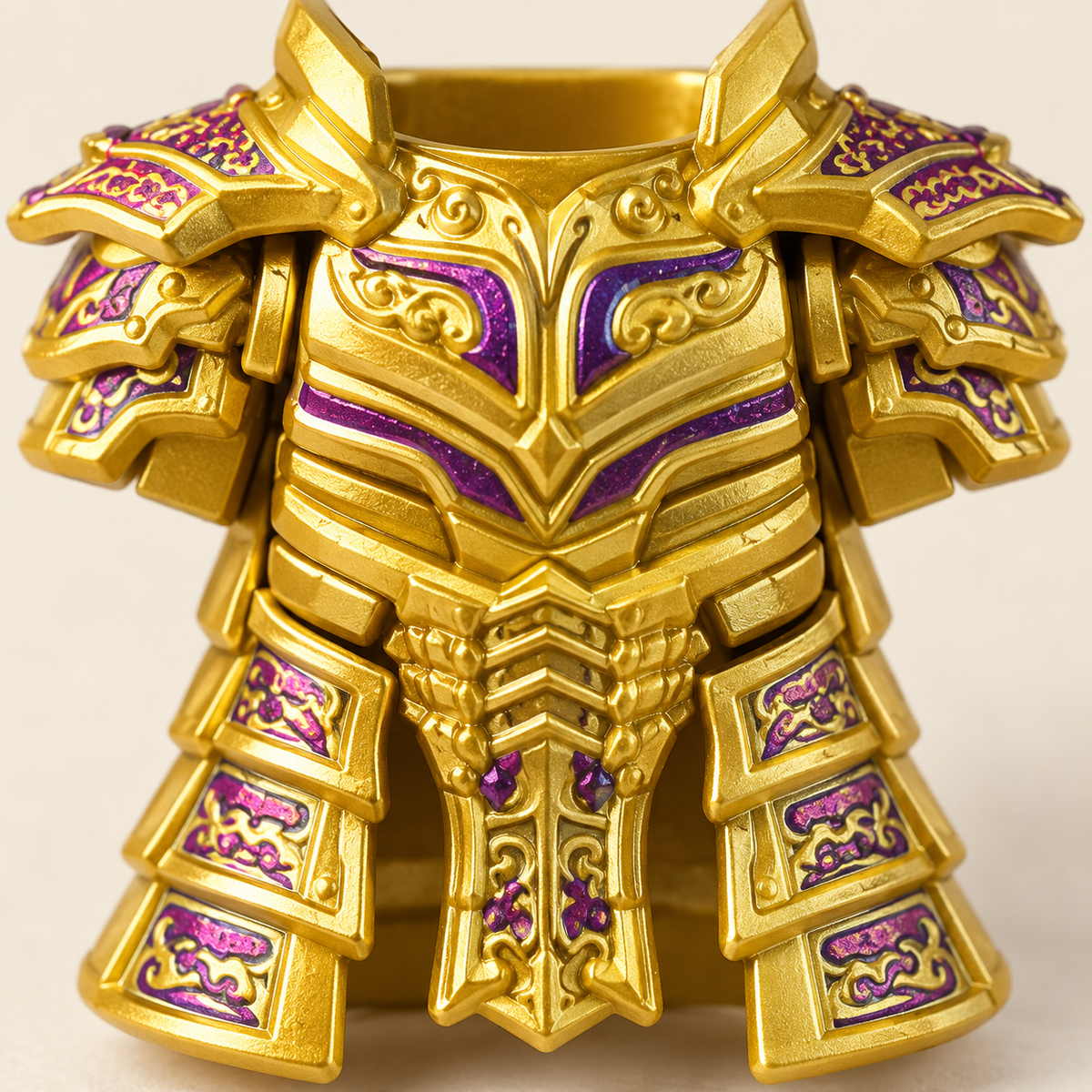 Decorated chest armor — Gold & Purple Spear Warrior MOC Minifigure