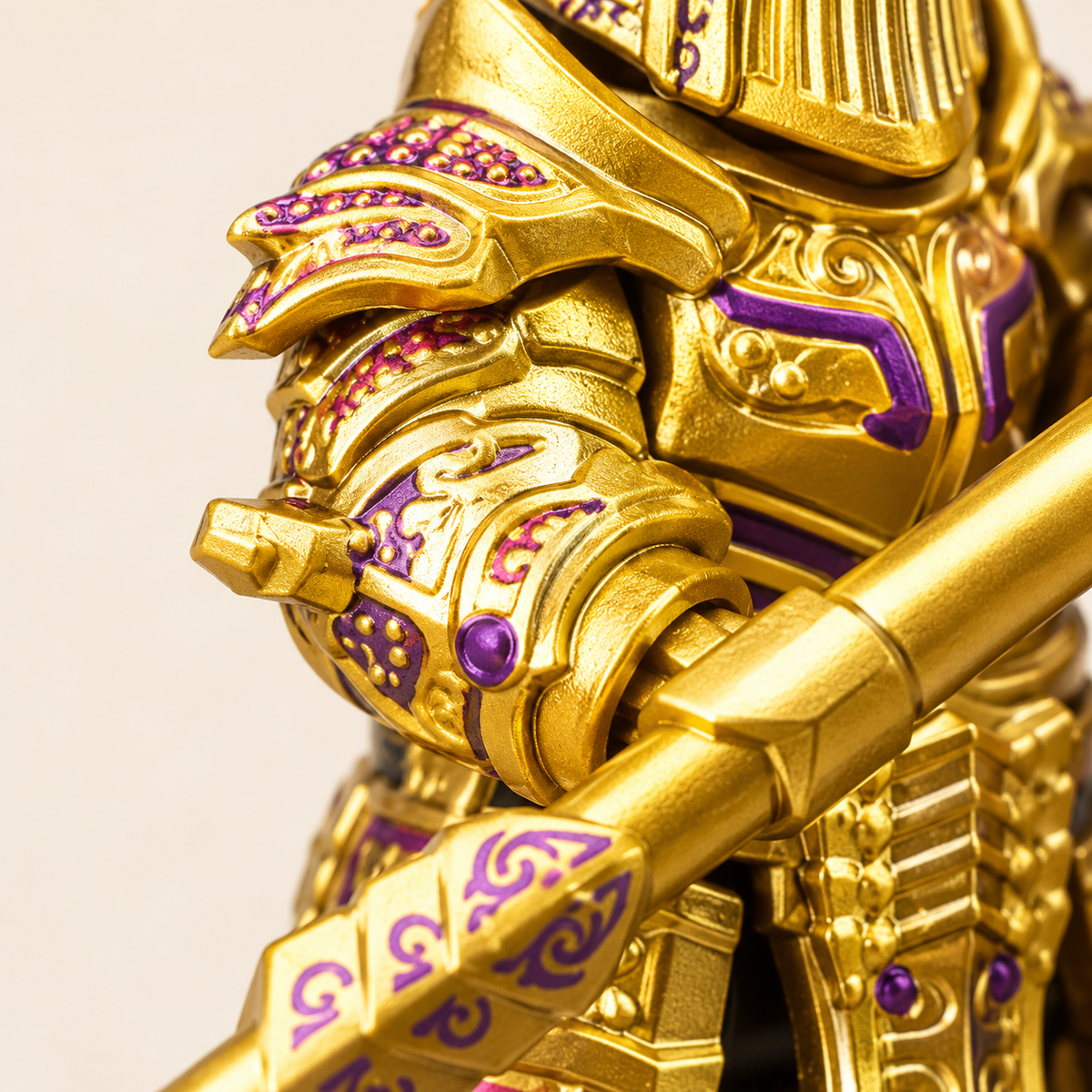 Arm and shoulder printing — Gold & Purple Spear Warrior MOC Minifigure