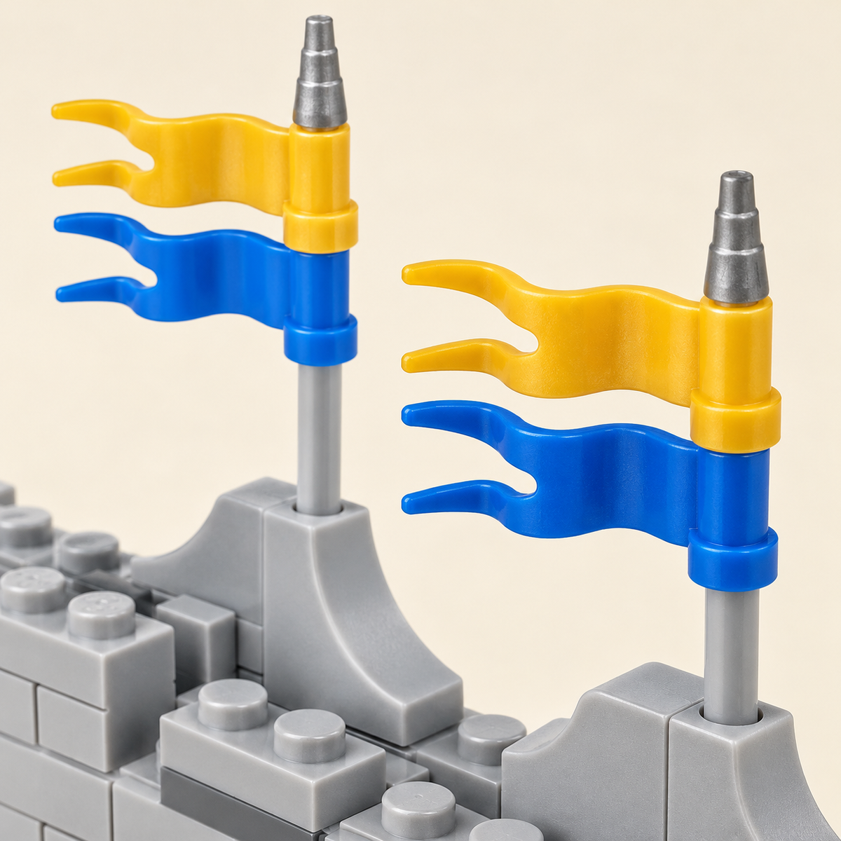 Blue and yellow flags — Medieval Castle Gate MOC Building Set