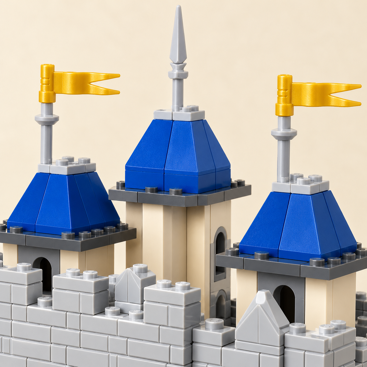 Blue roofs and flags — Medieval Castle Battle MOC Building Set