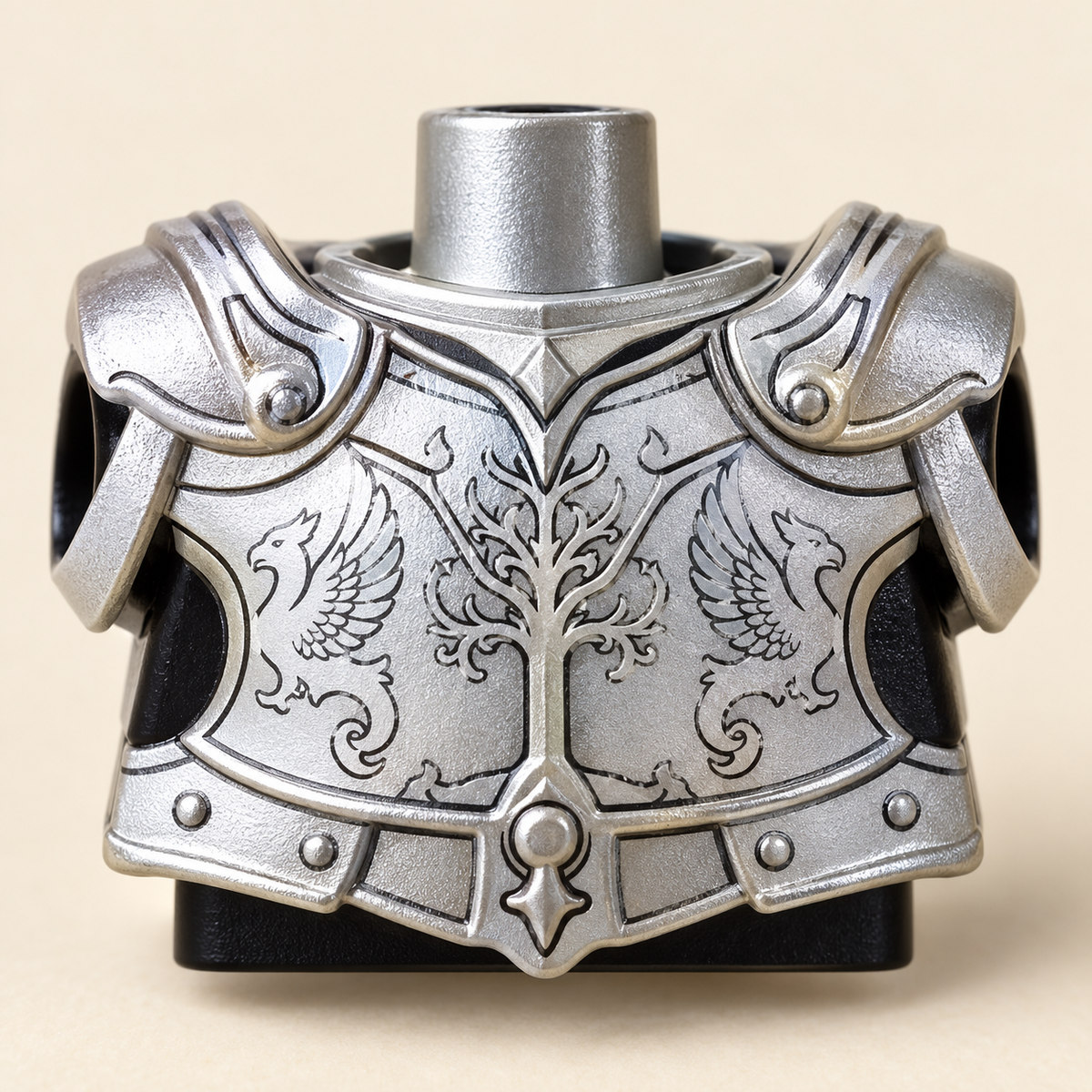 Silver-colored torso armor print — Winged-Helmet Silver Guard MOC Set — 21 Figures