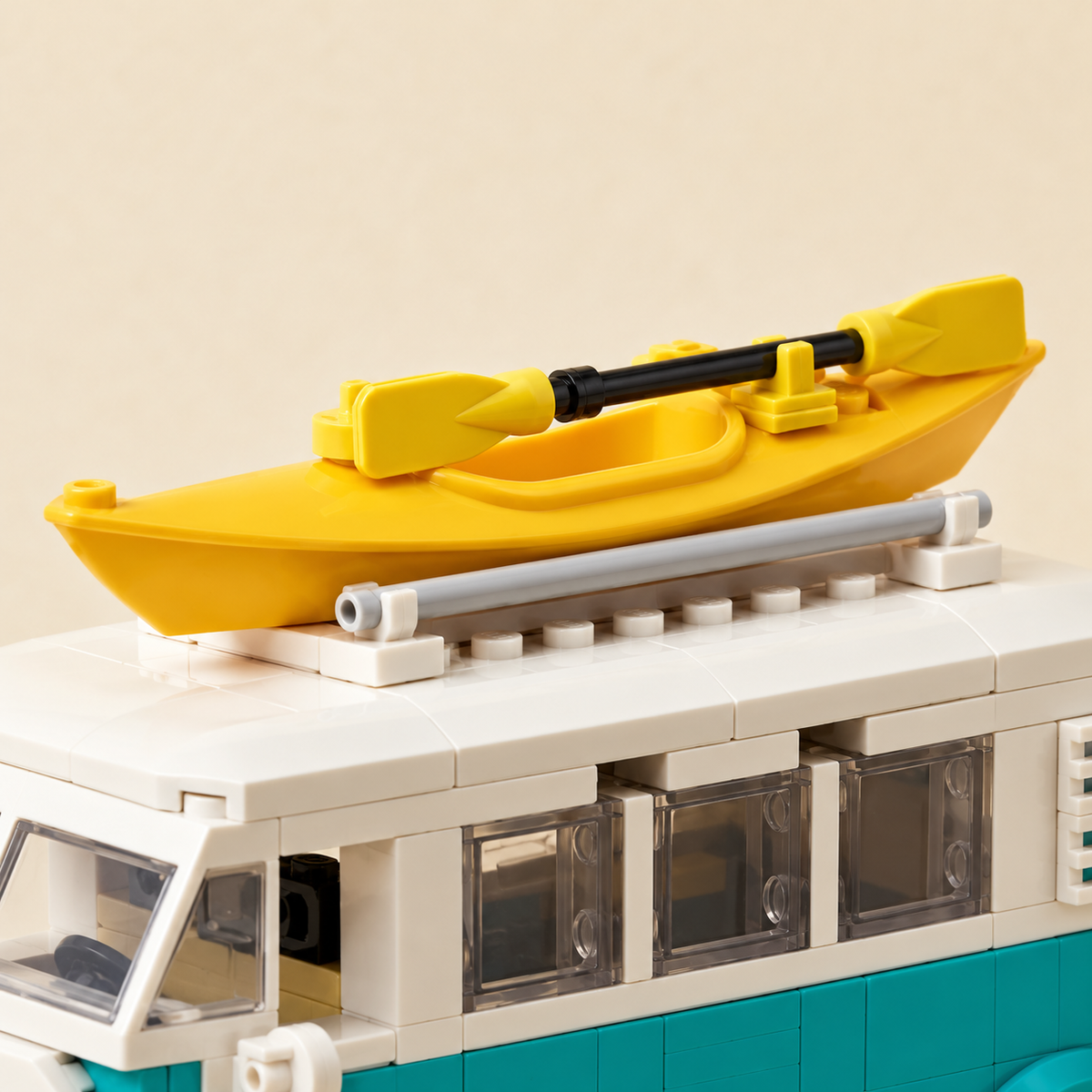 Yellow rooftop kayak — Camper Van & Minifigures MOC Building Set
