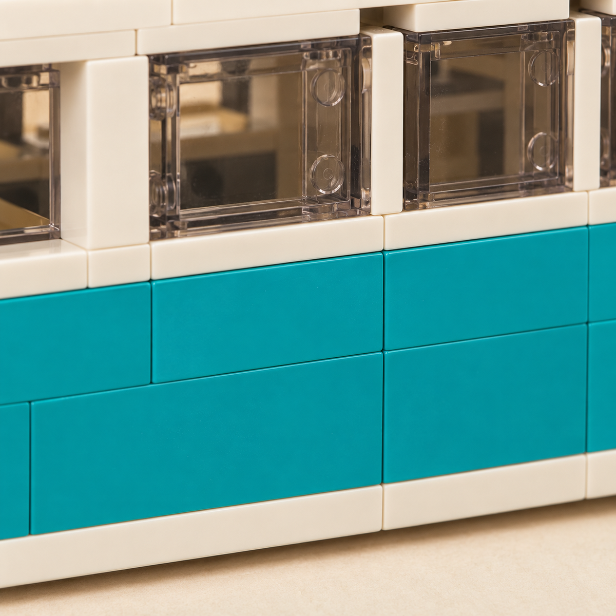 Teal camper body panel seams — Camper Van & Minifigures MOC Building Set