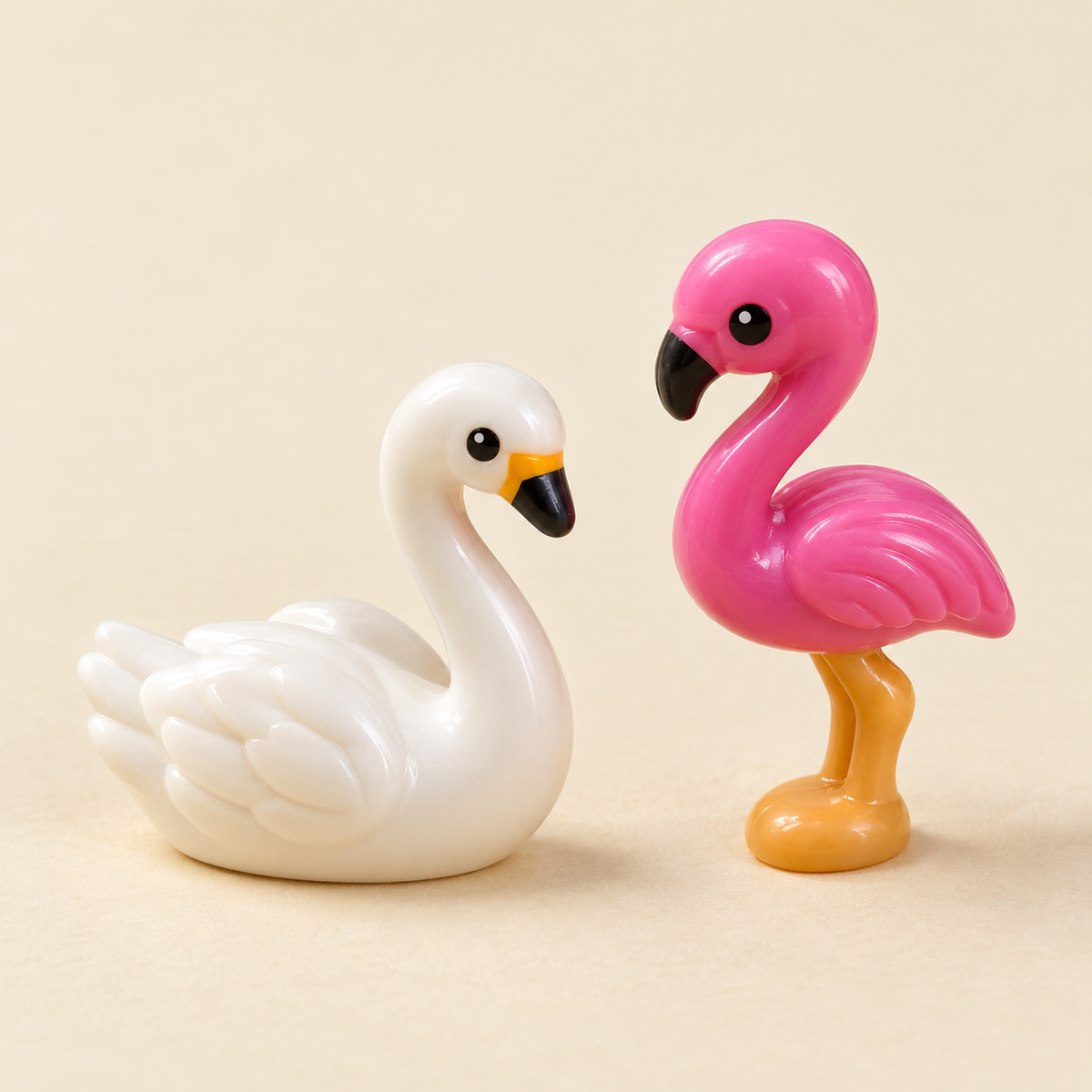 Swan and flamingo figures — Animal Figures & Scene Accessories MOC Pack — 59 Pieces