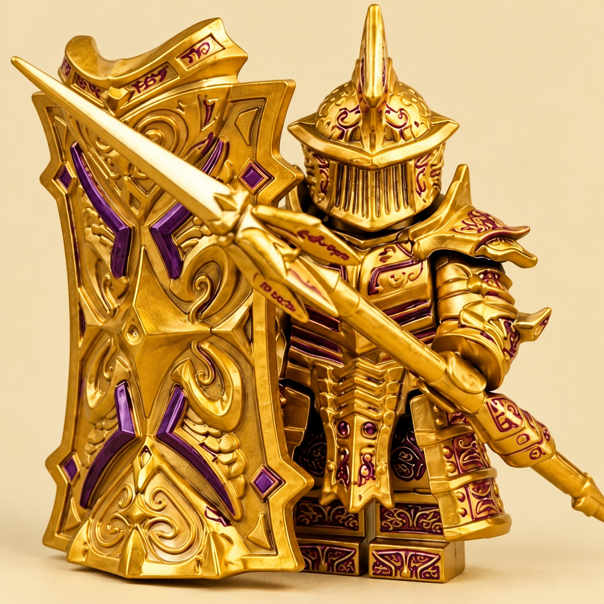 Gold-colored warrior — Gold & Black Armored Knight MOC Set — 2 Figures