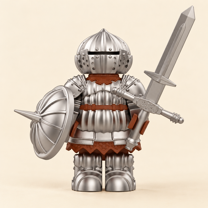 Silver-Armored Sword Knight MOC Minifigure