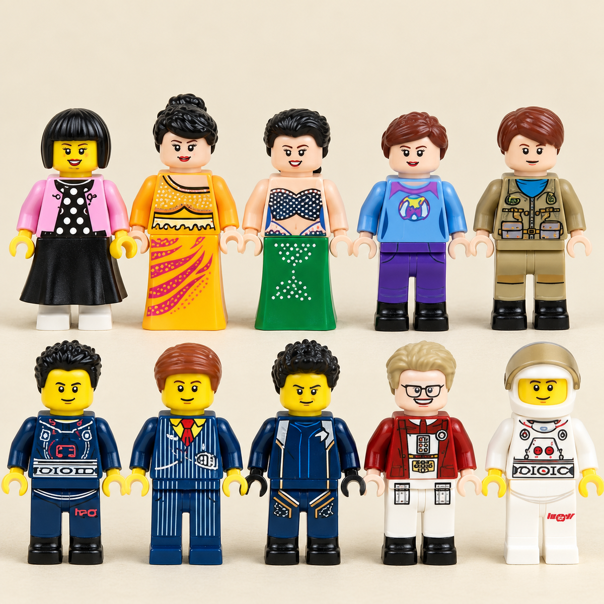 Different minifigure outfits — Apocalypse Lab & Signal Station MOC Set — 10 Figures