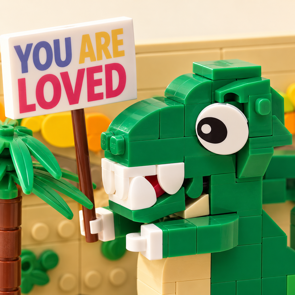 Dinosaur face and teeth — You Are Loved Dinosaur MOC Display Building Set
