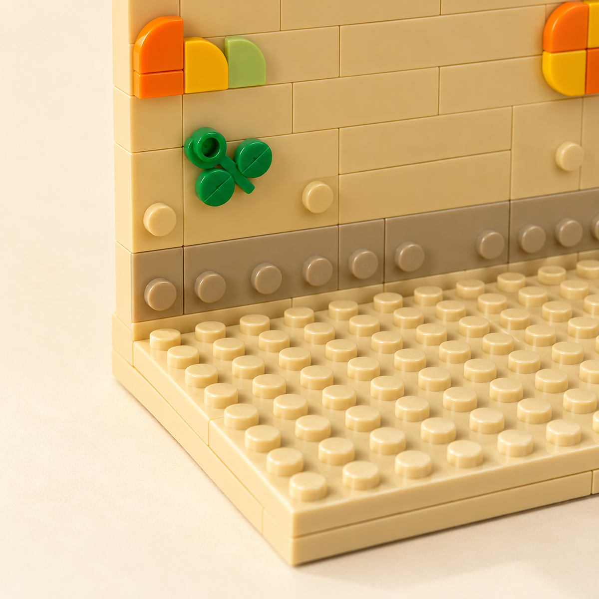 Tan base and background wall — You Are Loved Dinosaur MOC Display Building Set