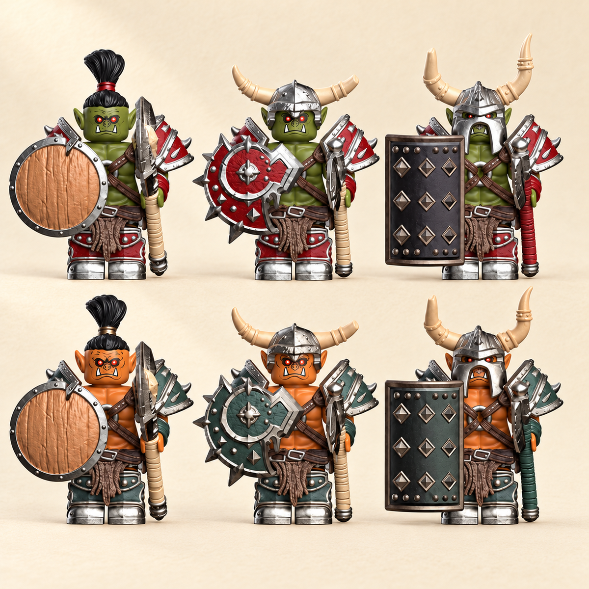Fantasy Adventure — six orc warriors on ivory paper