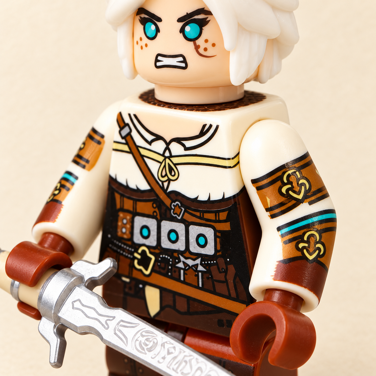 Decorated sleeve and armbands — Ivory Outfit Swordfighter MOC Minifigure