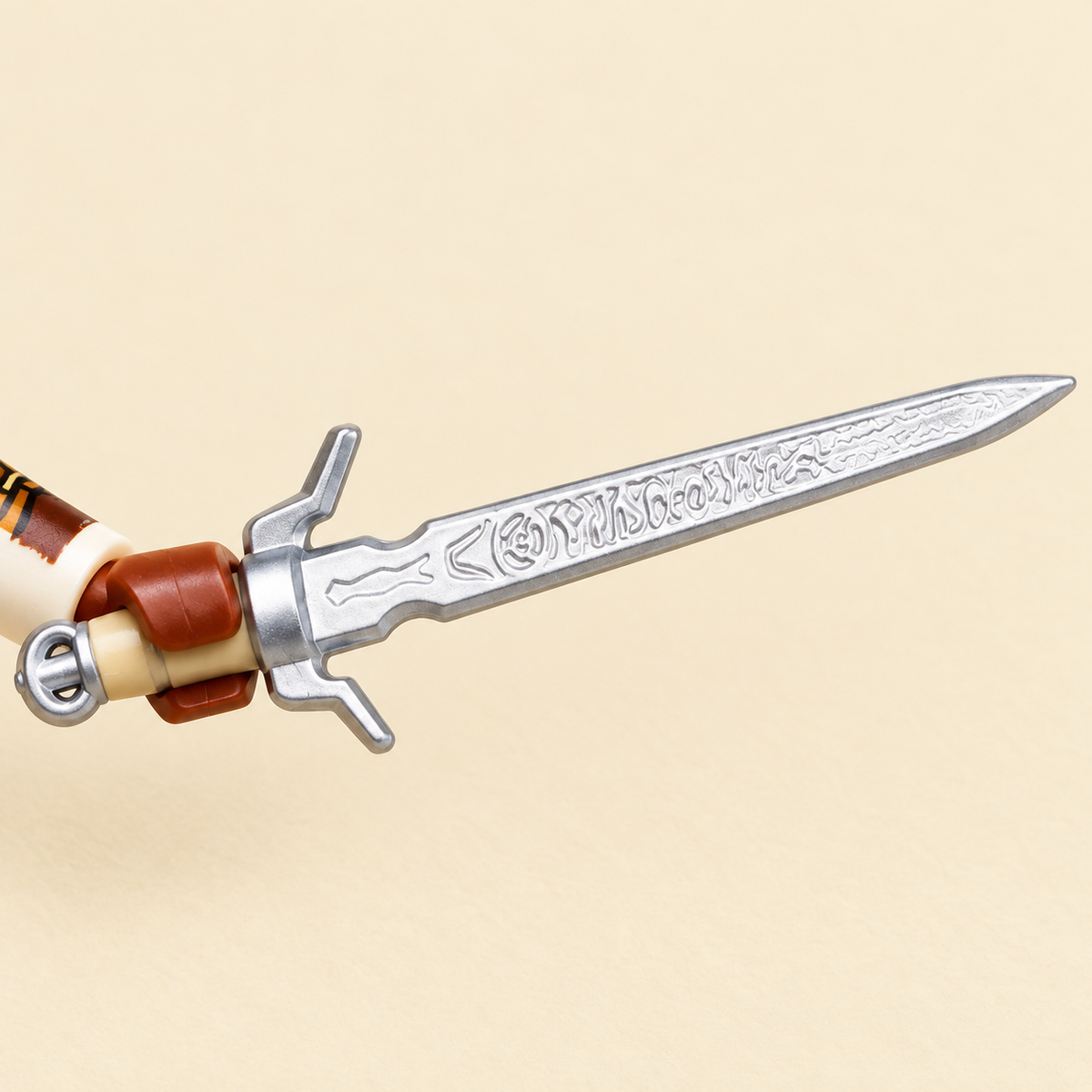 Silver toy sword detail — Ivory Outfit Swordfighter MOC Minifigure