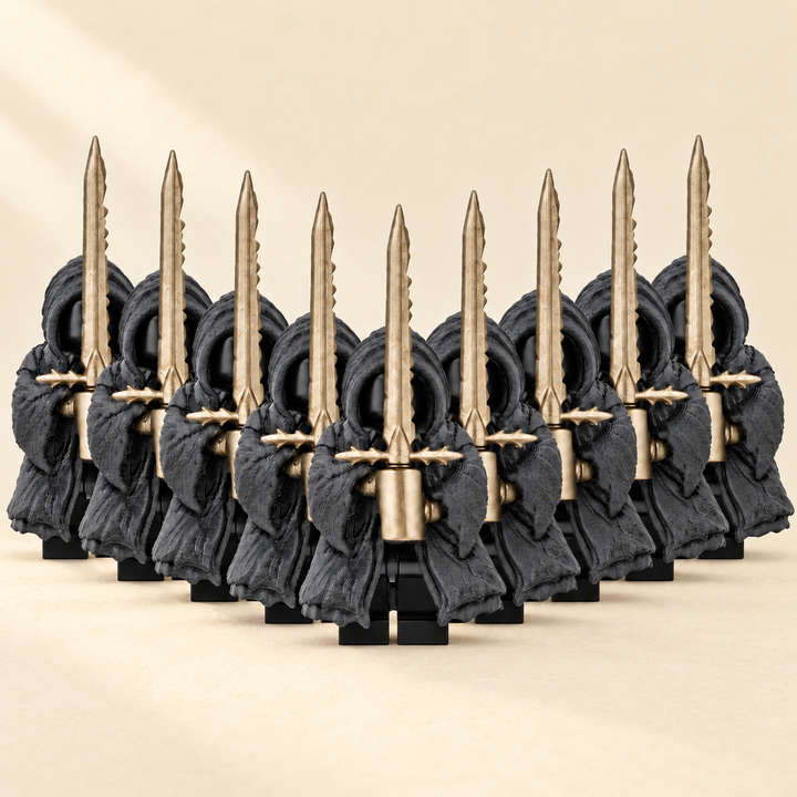Hooded Shadow Warrior MOC Minifigure Set — 9 Figures