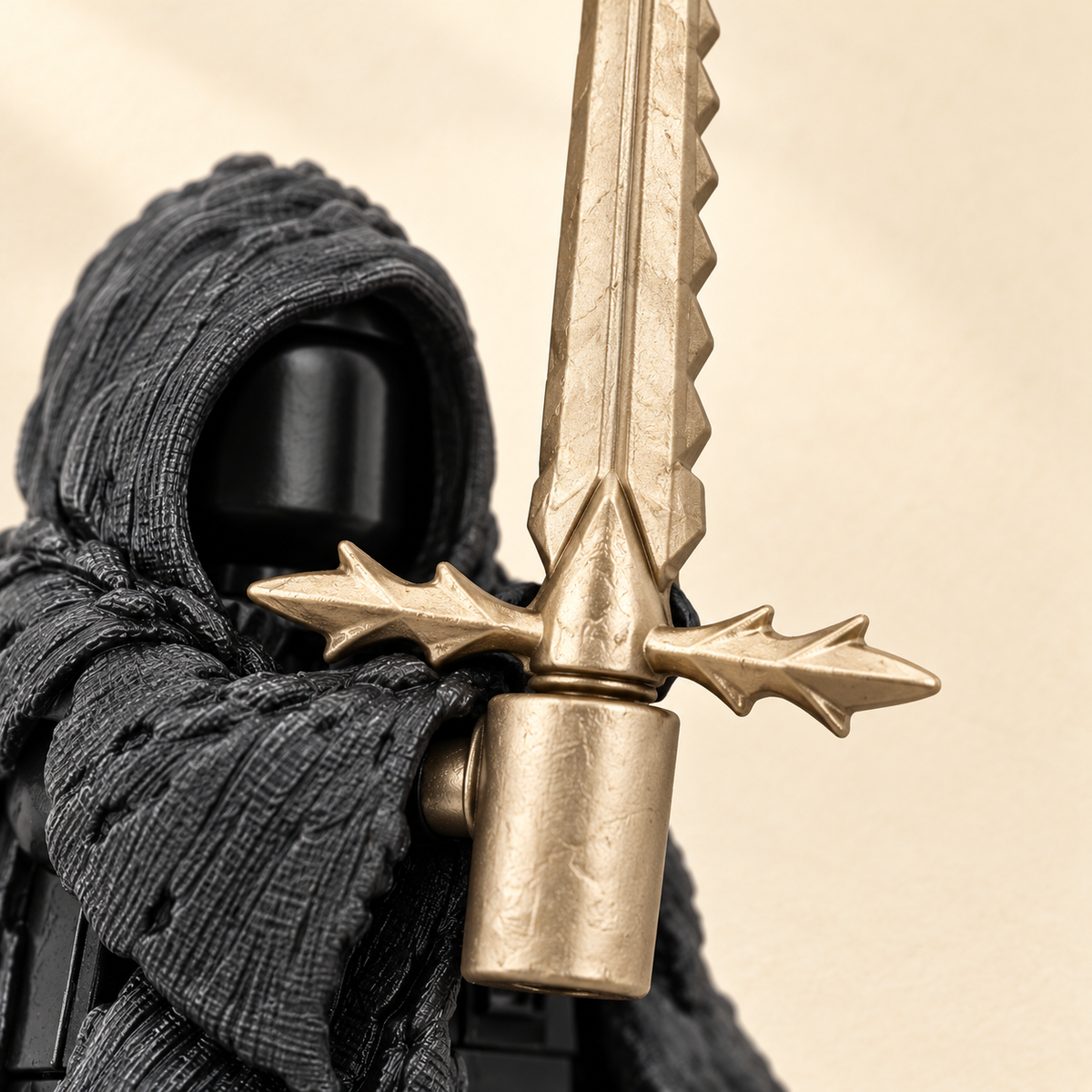 Sculpted sword hilt — Hooded Shadow Warrior MOC Minifigure Set — 9 Figures