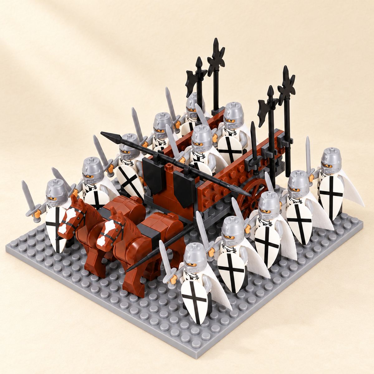 White knight wagon display — White Knight Wagon MOC Display Set — 12 Figures