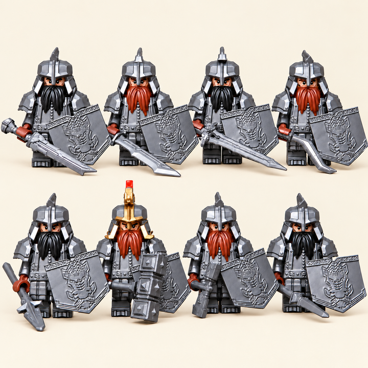 Dwarf Warrior MOC Minifigure Set — 8 Figures