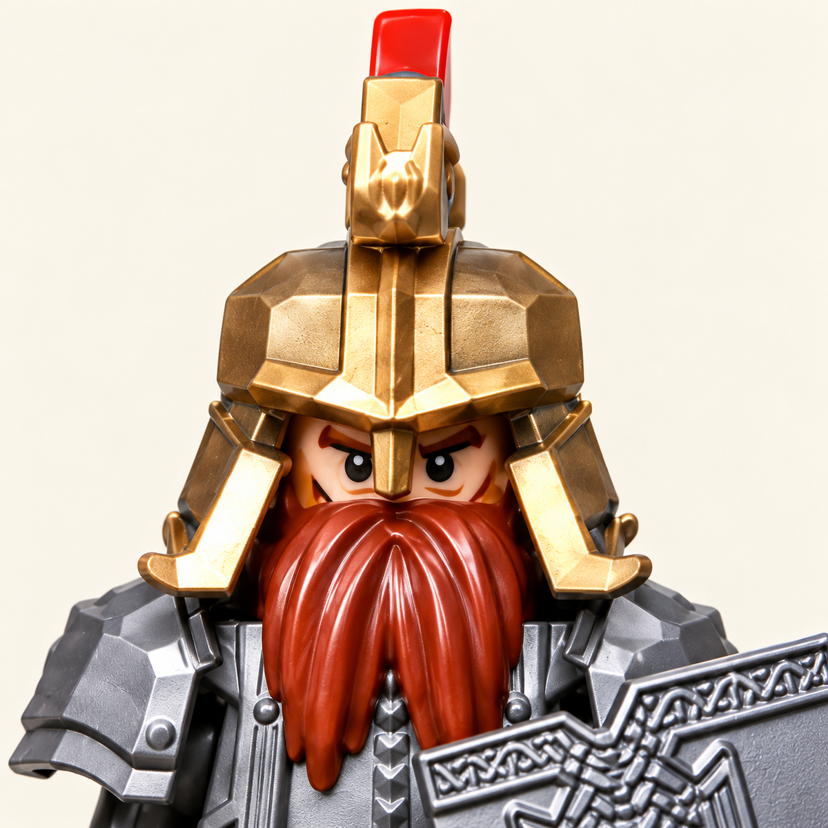 Gold-colored leader helmet — Dwarf Warrior MOC Minifigure Set — 8 Figures