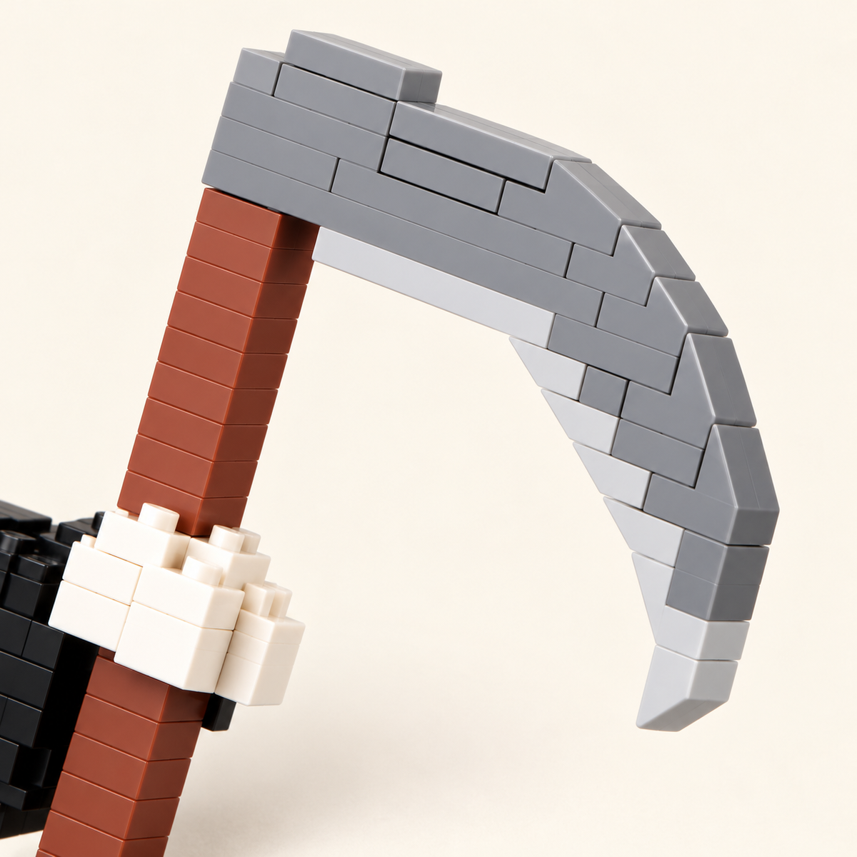 Curved gray scythe blade — Hooded Reaper Halloween MOC Display Model