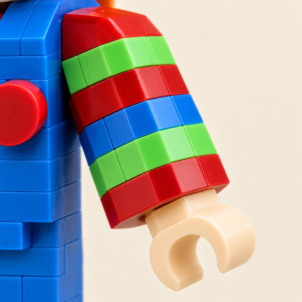 Multicolor striped sleeves — Orange-Haired Halloween MOC Display Model