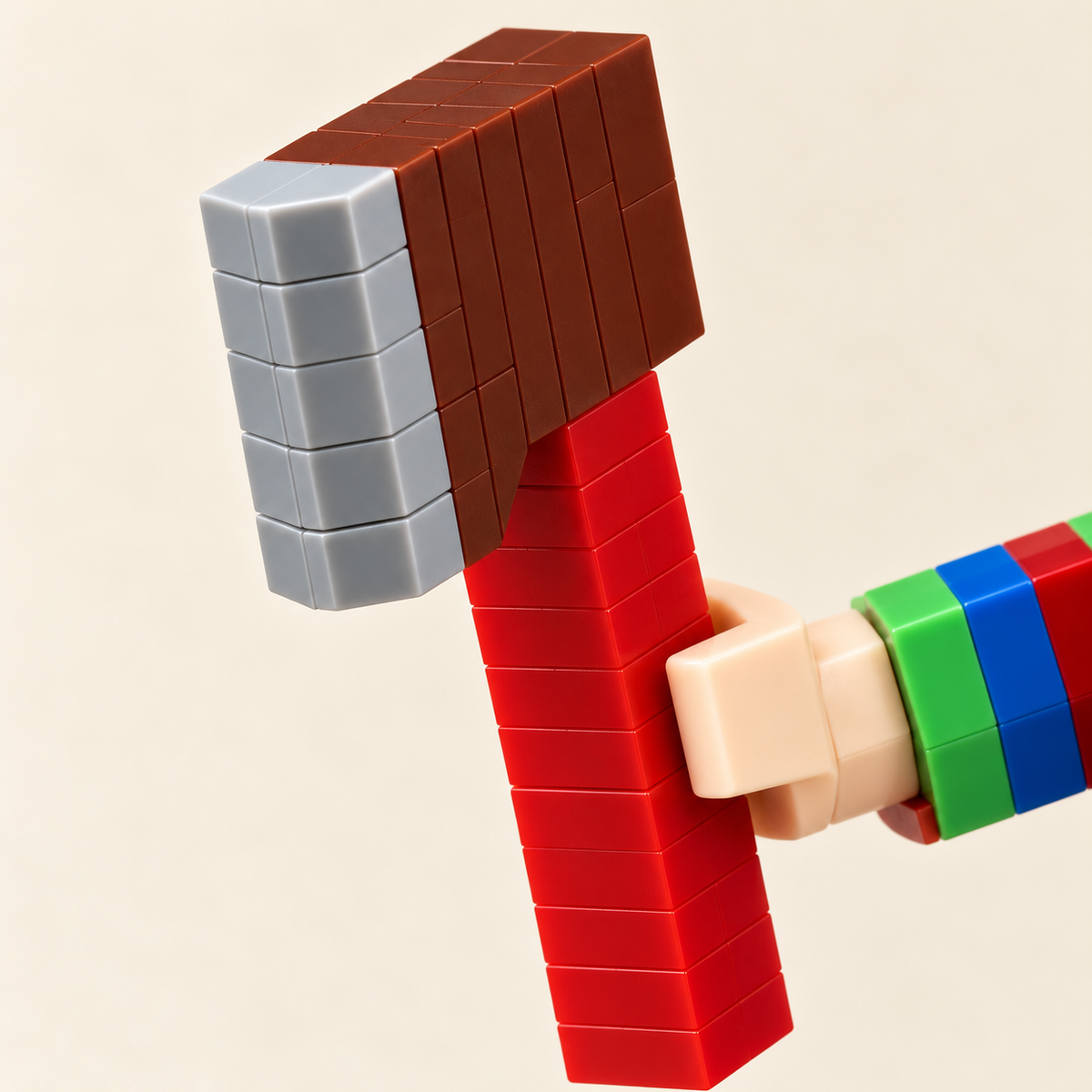 Brick-built toy axe — Orange-Haired Halloween MOC Display Model