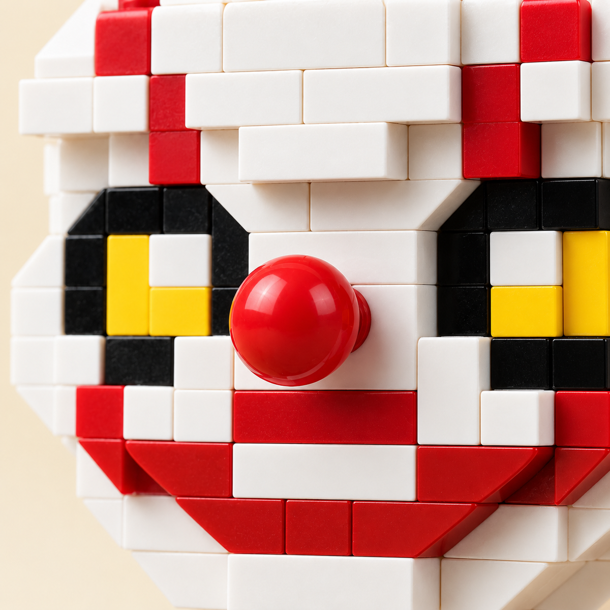 Round red nose — Halloween Clown MOC Display Model with Red Balloons