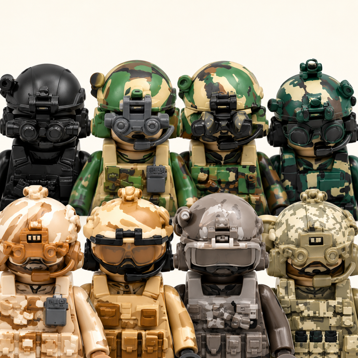 Helmets and goggles — Military Soldier Mini Figure Set — 8 Figures