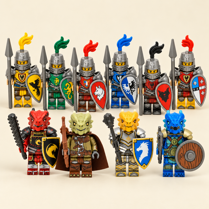 Knight & Dragon Warrior MOC Minifigure Set — 10 Figures