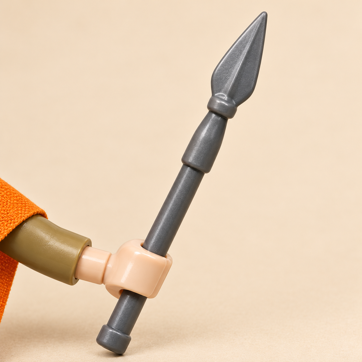 Miniature gray spears — Orange-Cloaked King & Guard MOC Minifigure Set — 13 Figures