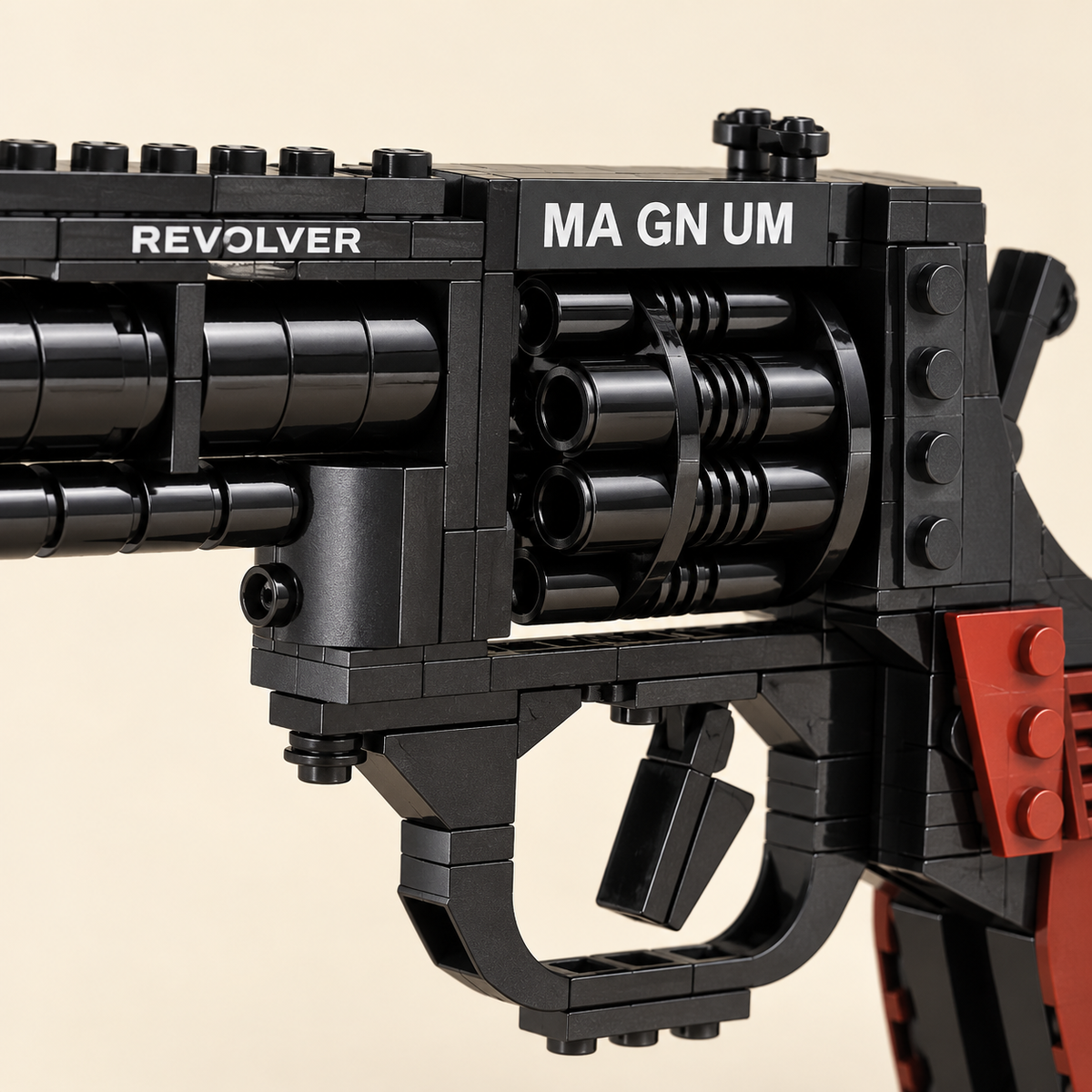 Visible brick-built cylinder — Brick-Built Revolver Display Model — 300 Pieces
