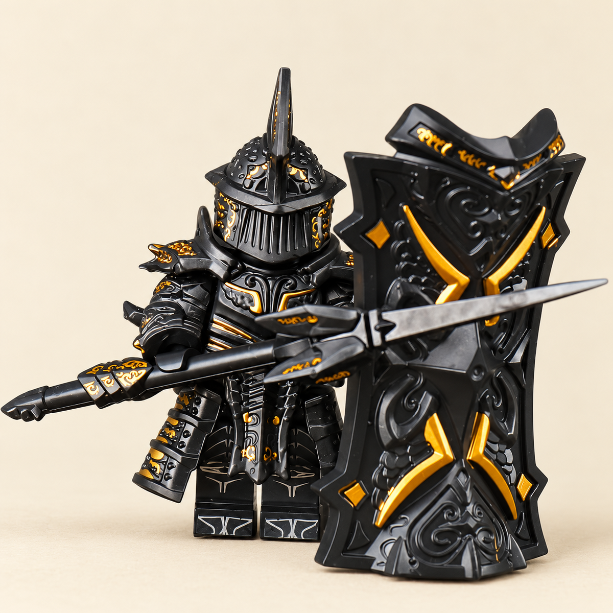 Complete black and gold warrior — Black & Gold Armored Warrior MOC Minifigure