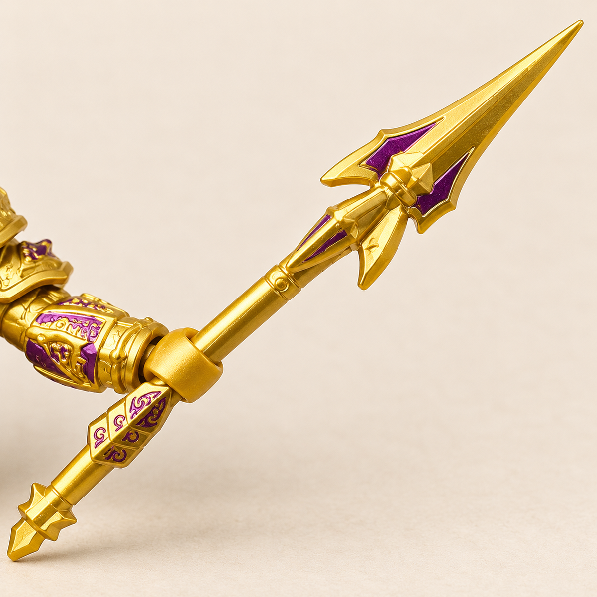 Miniature toy spear — Gold & Purple Spear Warrior MOC Minifigure