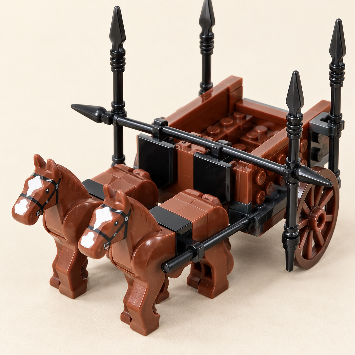 Chariot body structure — Black-Armored Warrior Chariot MOC Display Set — 12 Figures