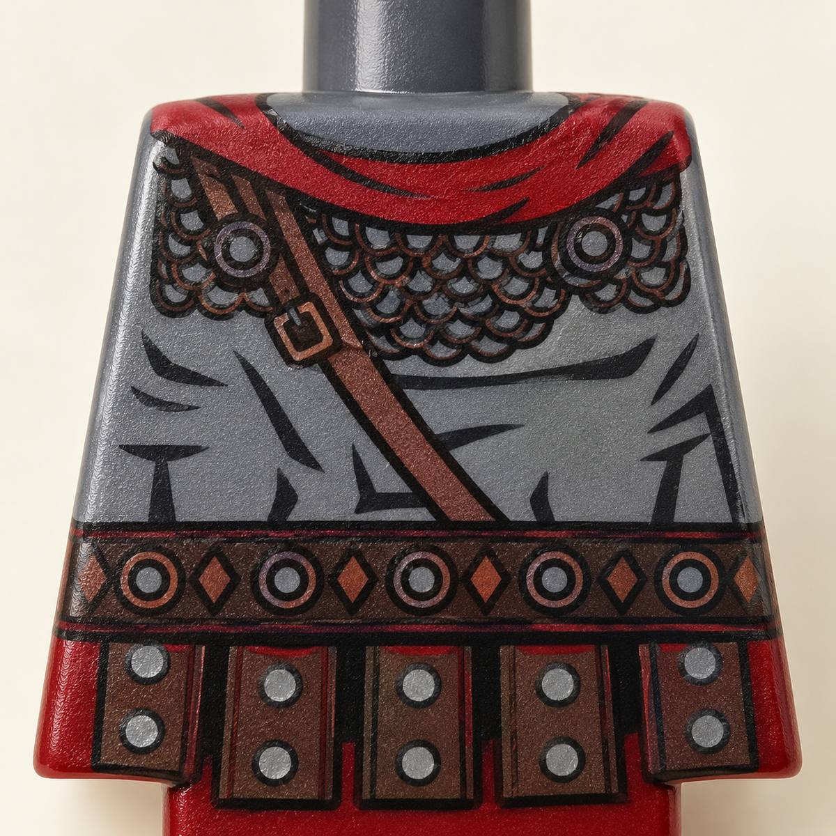 Chainmail-style torso printing — Red-Crested Legion MOC Minifigure Set — 12 Figures