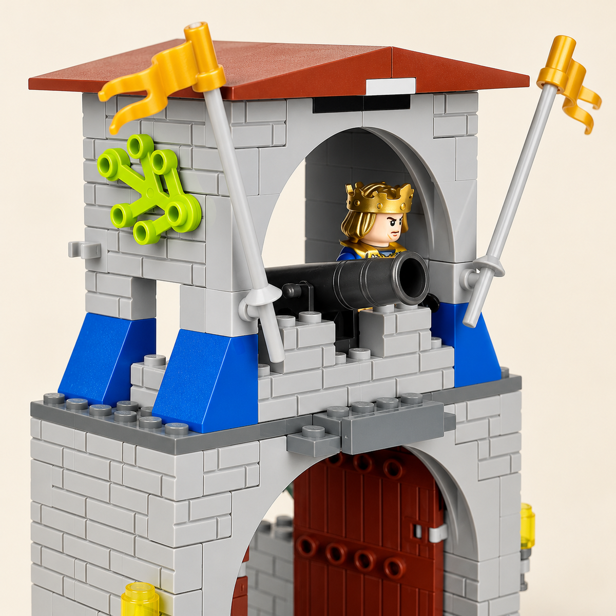 Upper king figure and arch — Medieval Castle Gate MOC Building Set