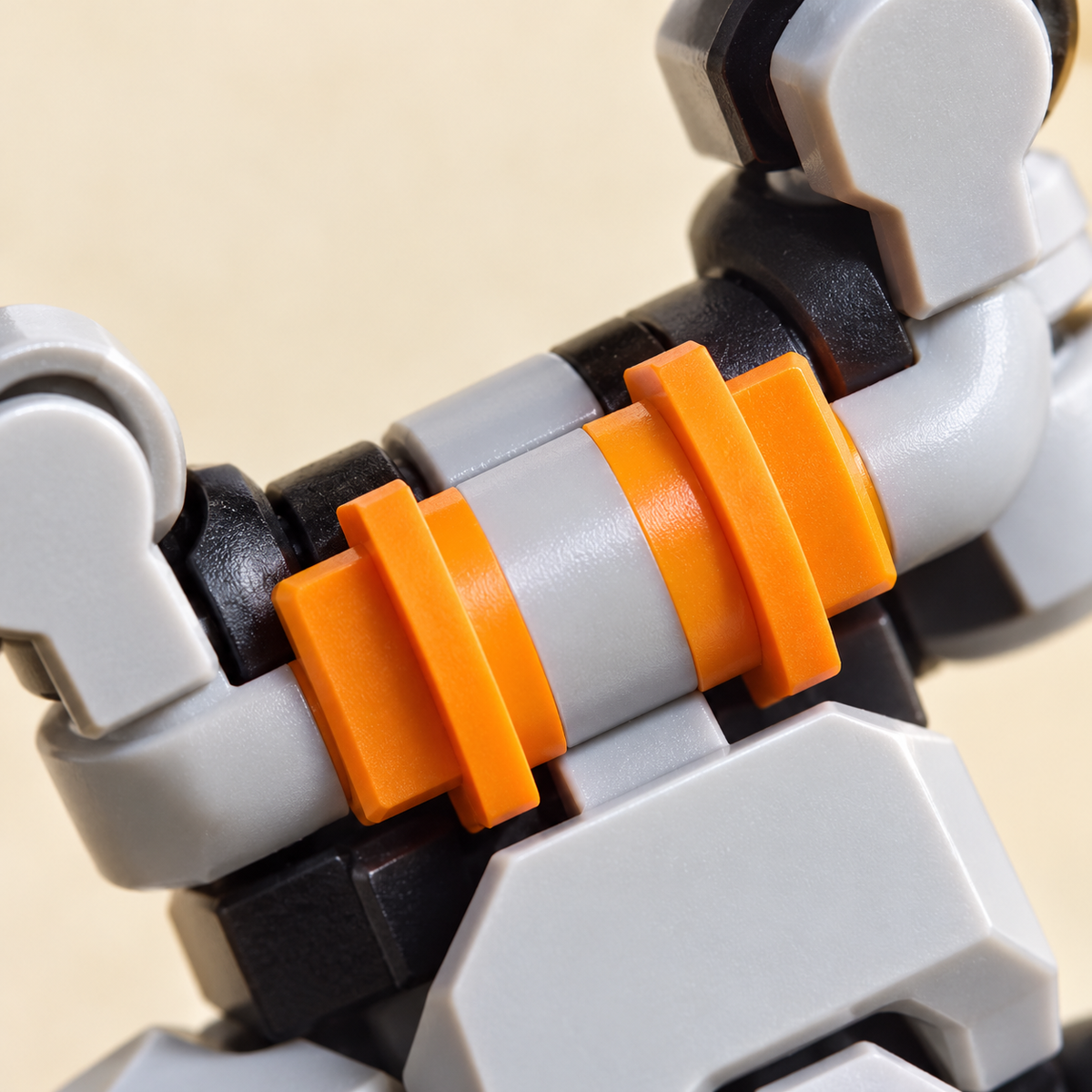 Orange arm bracket detail — Medieval Mecha Knight MOC Building Model
