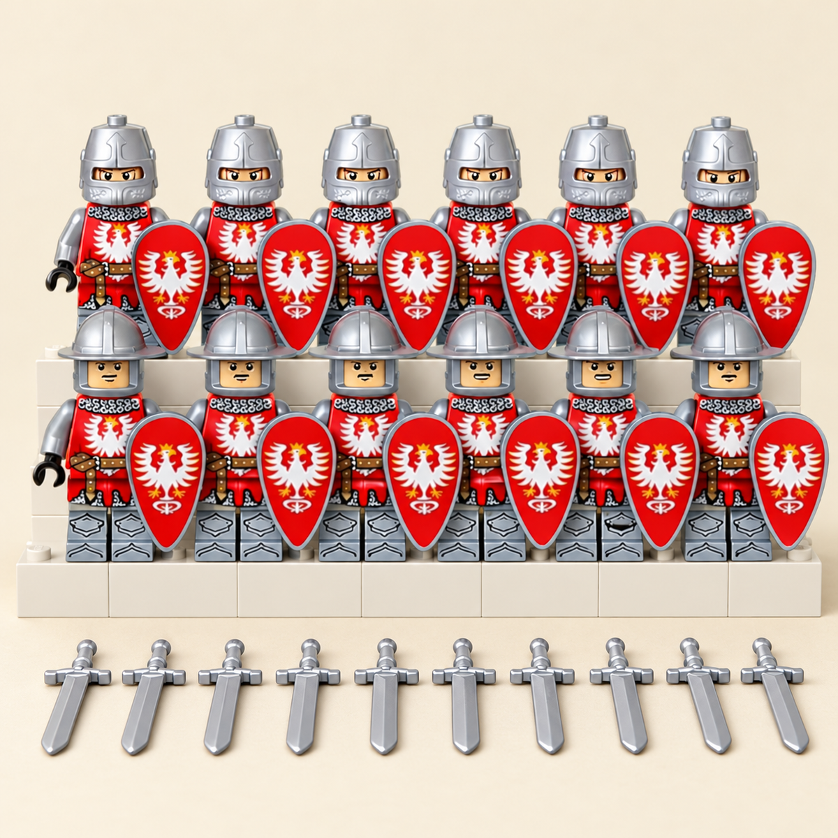 Twelve red eagle knights — Red Eagle Knight MOC Minifigure Set — 12 Figures