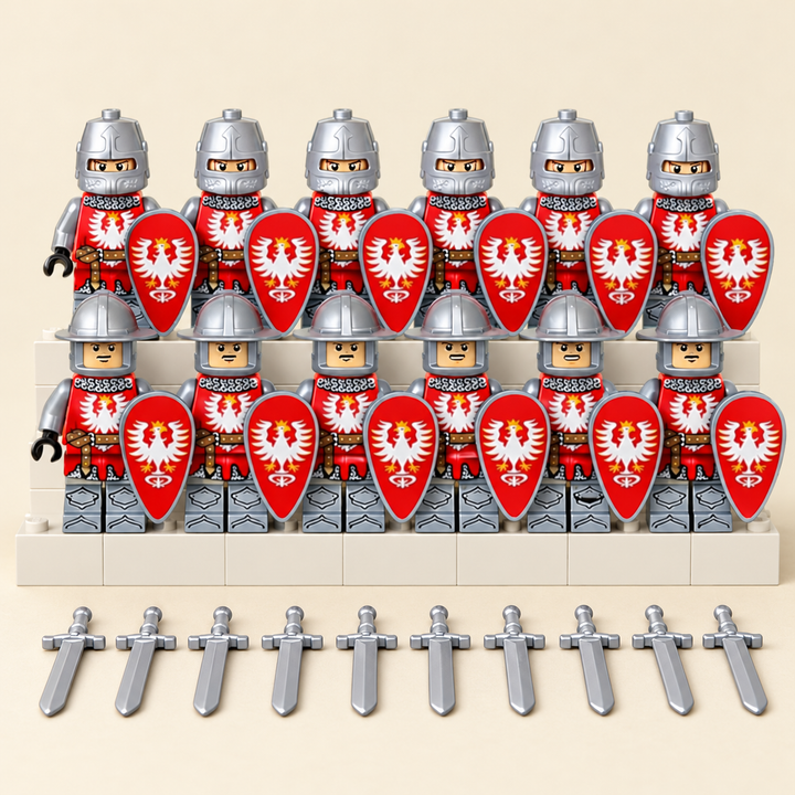 Red Eagle Knight MOC Minifigure Set — 12 Figures