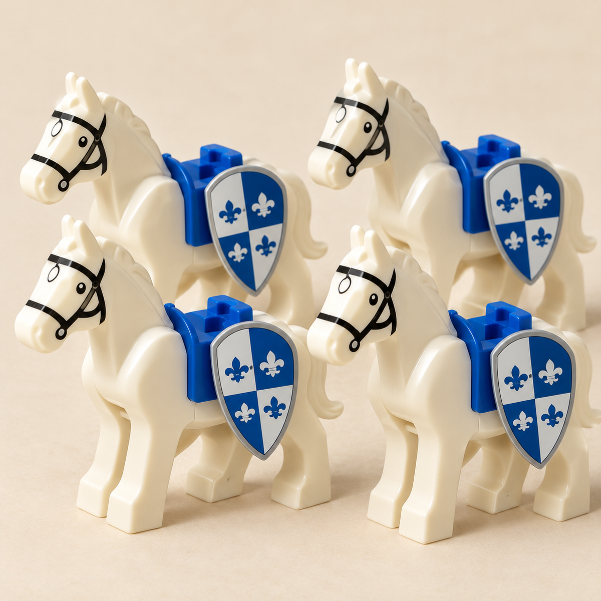 White horse figures — Medieval Castle Battle MOC Building Set